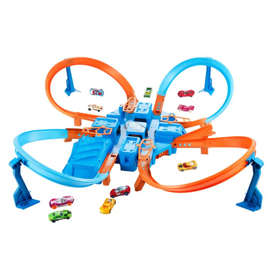 Hot Wheels Track Set With 1:64 Scale Toy Car, Criss-Cross Crash Track With Motorized Booster
