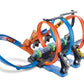 Hot Wheels Track Set With 1:64 Scale Toy Car, Motorized Track With 3 Corkscrew Loops