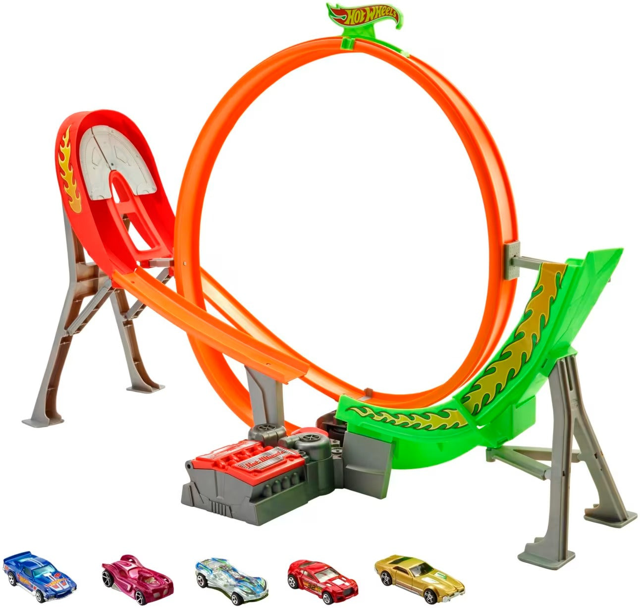 Hot Wheels Action Power Shift Motorized Raceway Track Set, Includes 5 Cars In 1:64 Scale